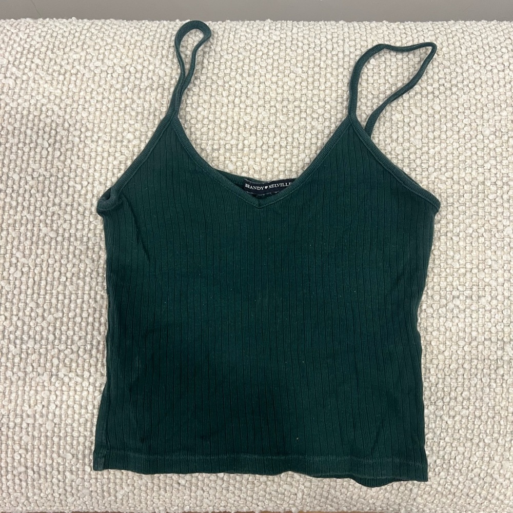 Brandy Melville Ribbed Green Cami Top
